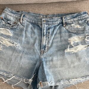 American Eagle Outfitters Washed Light Blue Distressed Denim Shorts